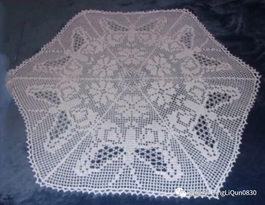 针织钩花小桌布,毛线编织钩花桌布图案
