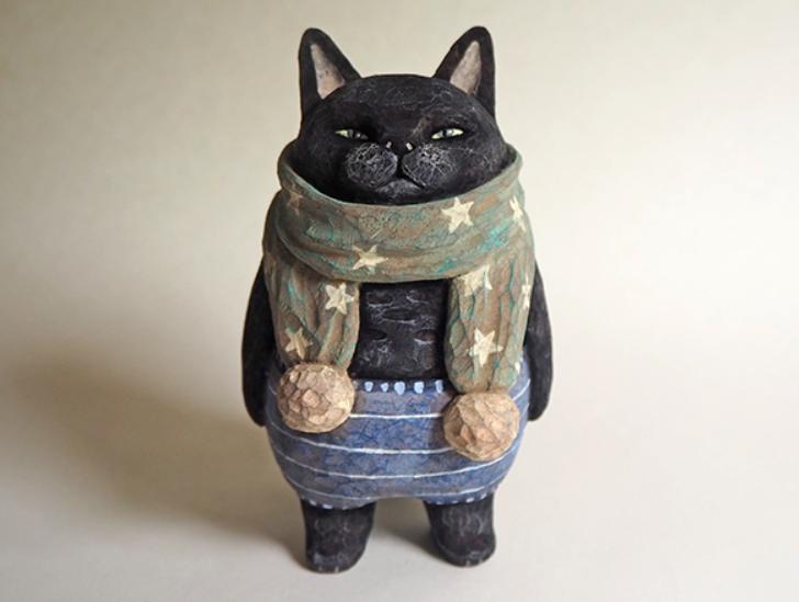 日本艺术家木雕猫,日本木雕艺术家猫