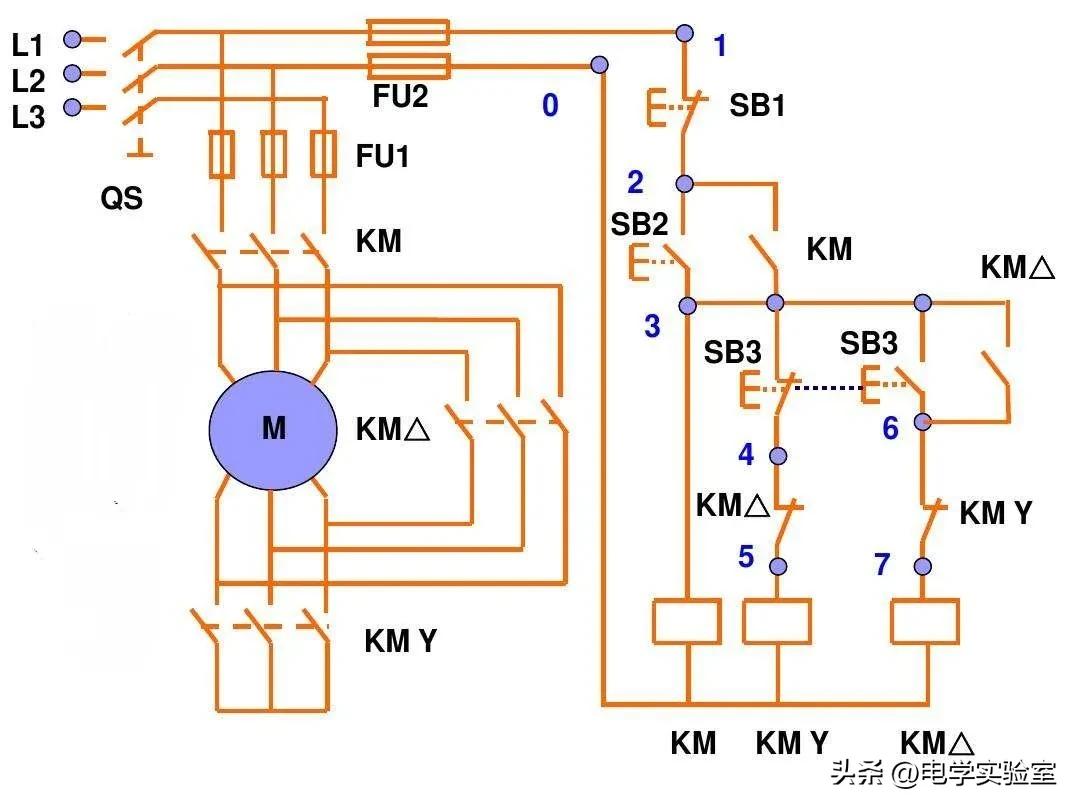 星三角启动220v控制线路解读,继电器控制星三角电路