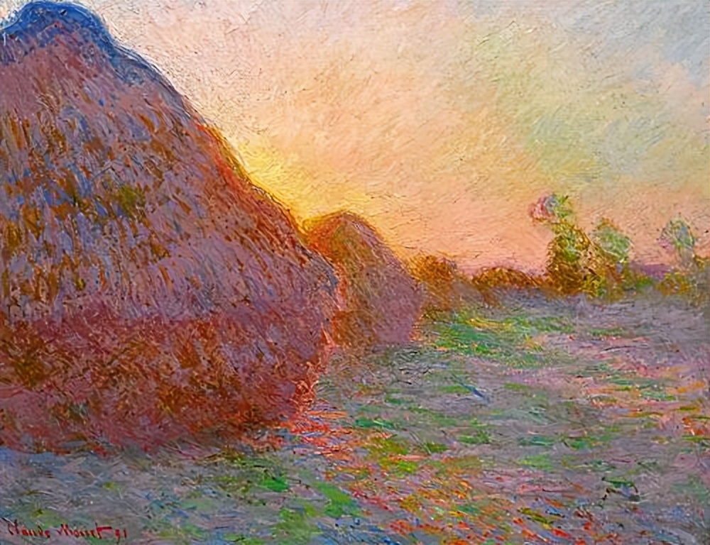 莫奈干草堆系列夏末清晨作品赏析,莫奈的干草堆和日出印象哪个更好