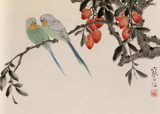 江寒汀写意黑山雀石榴花图,江寒汀写意花鸟千峰竞秀原作尺寸