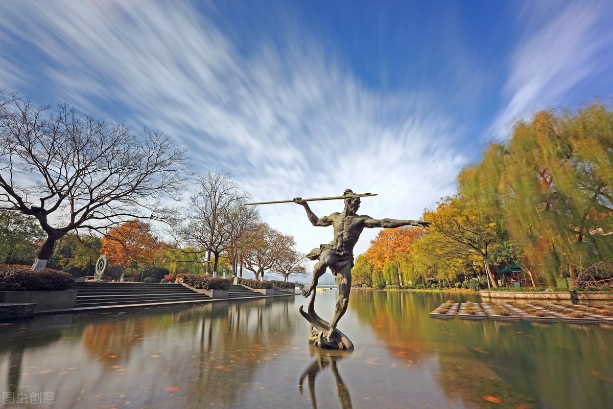 西湖断桥风景美图,西湖三月天美图