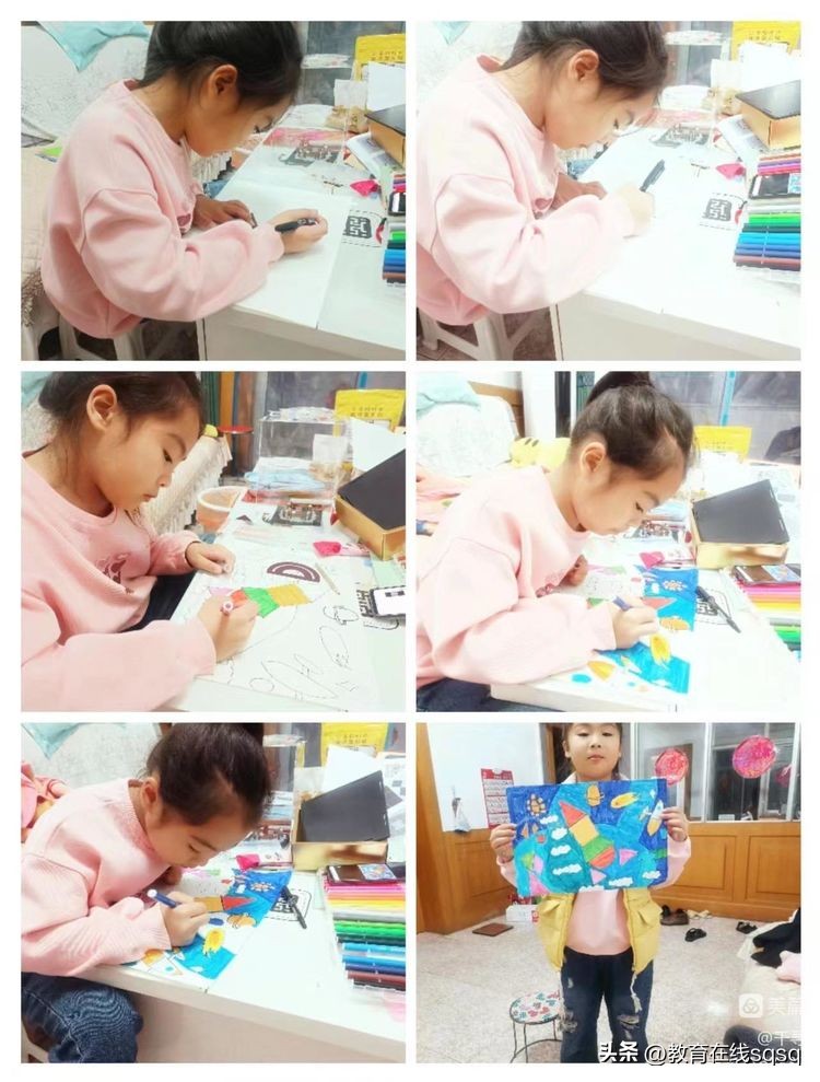 七巧板拼图美丽校园,七巧板拼贴画一年级