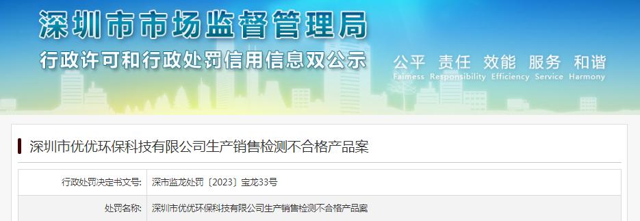 深圳市优优环保科技有限公司生产销售检测不合格产品案